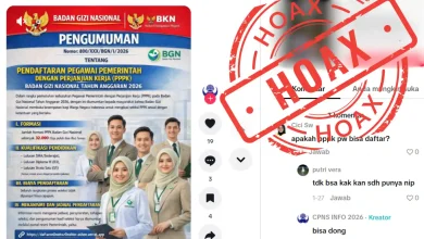 Unggahan TikTok berisi hoaks tentang pendaftaran seleksi PPPK BGN 2026.