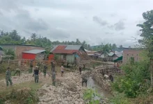 Pembangunan talut oleh TMMD ke-127 di Desa Talouwi, Kecamatan Monta, Kabupaten Bima.