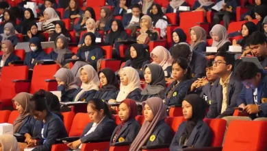 Suasana kegiatan kuliah umum Wawasan Kebangsaan dan Bela Negara Mahasiswa Unram.