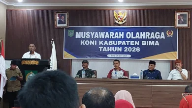 Suasana Musorkab KONI Kabupaten Bima pada Sabtu, 4 April 2026.