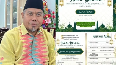 Kolase foto Ketua IKS Pulau Lombok, Prof. Dr. H. Subhan Abdullah Acim, dengan undangan Halalbihalal IKS 2026.