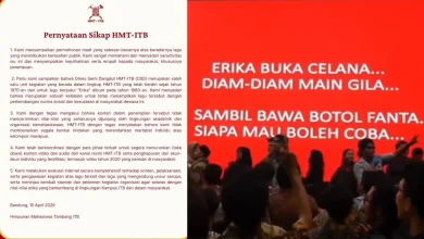 Kolase foto permintaan maaf HMT ITB dengan suasana perayaan OSD yang sedang viral.