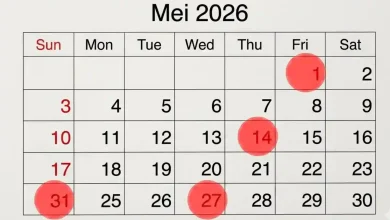 Ilustrasi Kalender Bulan Mei 2026.