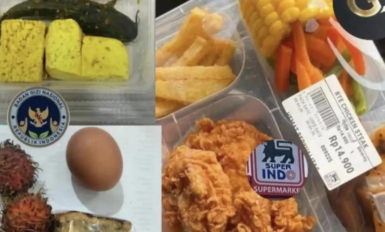 Kolase foto menu MBG dengan menu bento Superindo.