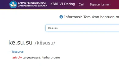 Tangkapan layar makna kata Kesusu di KBBI.