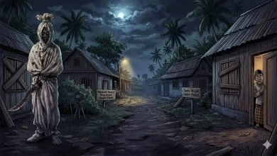 Ilustrasi pocong jadi-jadian bawa senjata di Lombok Timur.