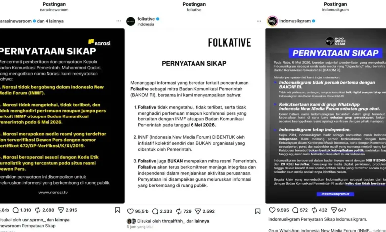 Kolase foto tangkapan layar beberapa media yang membantah bermitra dengan Bakom RI.