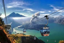 Ilustrasi kereta gantung di kawasan Taman Nasional Gunung Rinjani.