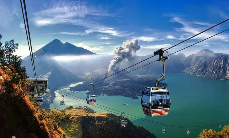 Ilustrasi kereta gantung di kawasan Taman Nasional Gunung Rinjani.