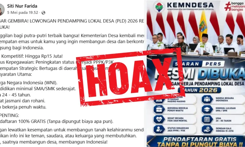 Kolase foto unggahan rekrutmen pendamping lokal desa Mei 2026.