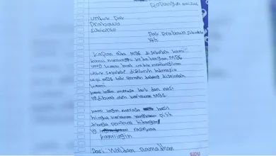 Surat tulisan tangan Waldan Ramadhan, siswa SD Negeri Lebangkar, Kecamatan Ropang, Kabupaten Sumbawa, yang berisi permintaan program MBG kepada Presiden Prabowo Subianto.