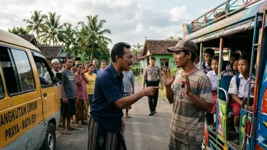 Ilustrasi cekcok antara sopir angkutan umum dan odong-odong di Lombok Tengah
