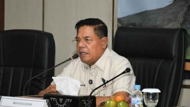 Bupati Lombok Timur, Haerul Warisin, saat memberi sambutan di Sosialisasi Pengadministrasian dan Pendaftaran Tanah Ulayat Provinsi NTB, Senin, 18 Mei 2026.