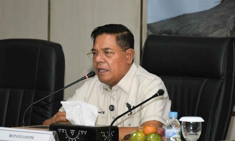 Bupati Lombok Timur, Haerul Warisin, saat memberi sambutan di Sosialisasi Pengadministrasian dan Pendaftaran Tanah Ulayat Provinsi NTB, Senin, 18 Mei 2026.
