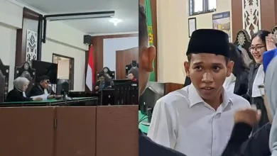 Kolase foto Radiet Adiansyah (kanan), dan Jaksa Penuntut Umum (kiri) saat sidang tuntutan di PN Mataram, Selasa, 2 Juni 2026.