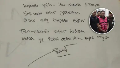 Tulisan tangan eks Wakil Kepala Manager Operasional BGN, Sony Sonjaya, setelah pemilihan kepala Badan Gizi Nasional yang baru. Rabu, 3 Juni 2026.