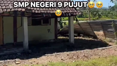Gambaran infrastruktur di SMPN 9 Pujut yang tampak akan segera roboh dan butuh perbaikan.