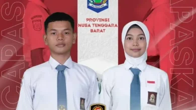 Dua perwakilan dari NTB yakni Belvana Rolanda Vindia Kurniawan (kanan) dan Maharazthu Rizqhy Ramadhana Chubuyana (kiri) terpilih sebagai calon Paskibraka Nasional pada upacara peringatan HUT RI pada bulan Agustus 2026 mendatang.