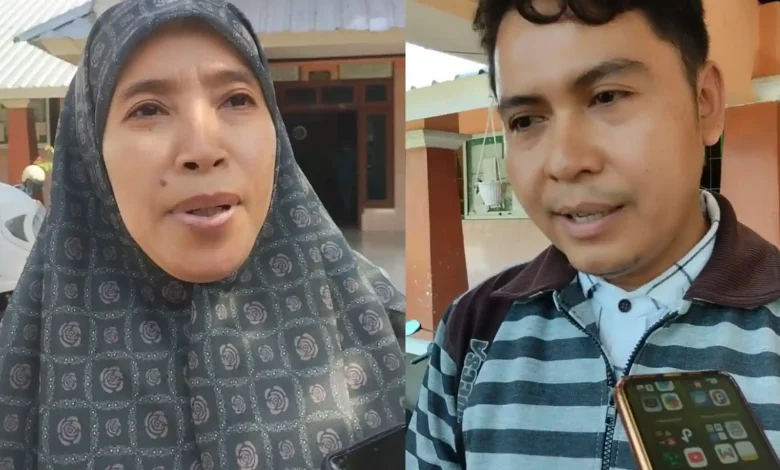 Kolase foto Kepala Bidang SD Dikbud Lobar, Heny Murdianti (kiri) dan Kepala SDN 5 Babussalam, Muhazzab (kanan) saat memberikan keterangan kepada wartawan, Rabu, 24 Juni 2026.