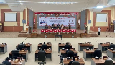 Suasana Rapat Paripurna Raperda Pertanggungjawaban Pelaksanaan APBD Tahun Anggaran 2025 berlangsung di Gedung DPRD KSB, Senin, 8 Juni 2026.