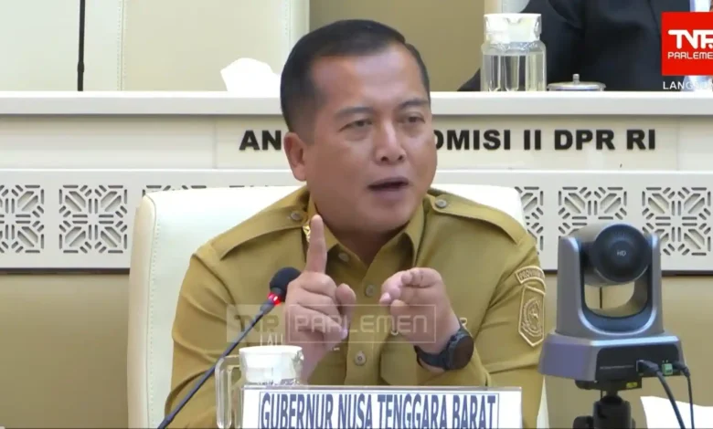 Gubernur NTB, Lalu Muhamad Iqbal, saat menghadiri Rapat Kerja Komisi II DPR RI, di Jakarta pada Senin, 8 Juni 2026.