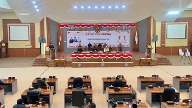 Suasana Rapat Paripurna Pemandangan Umum Fraksi Tentang Raperda Pertanggungjawaban Pelaksanaan APBD Tahun Anggaran 2025 berlangsung di Gedung DPRD KSB, Rabu, 10 Juni 2026.
