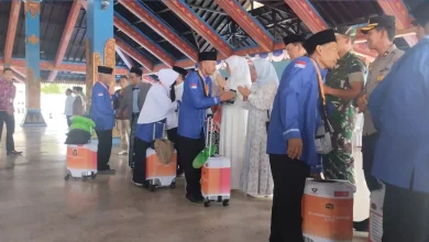 Jamaah Haji Lombok Barat saat pelepasan keberangkatan oleh Pemerintah Kabupaten pada April lalu.