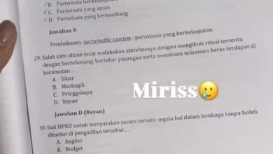 Lembaran soal ujian dengan nomor 29 yang memuat narasi kontroversial terkait Kecamatan Bayan yang viral belakangan ini.
