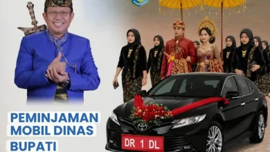 Poster peluncuran program peminjaman mobil dinas gratis untuk acara nyongkolan dari Pemkab Lombok Barat, Jumat, 12 Juni 2026.