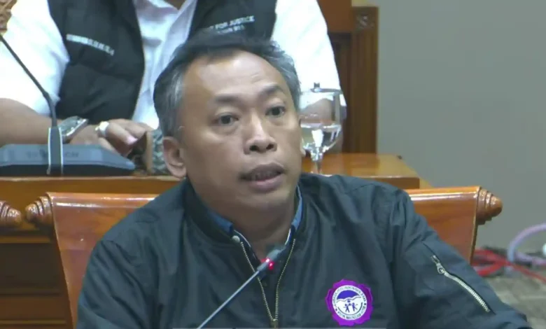Ketua LPA Kota Mataram, Joko Jumadi, saat memaparkan kasus dugaan kekerasan seksual di Ponpes NTB pada RDP bersama DPR RI di Jakarta pada Senin, 13 Juli 2026.