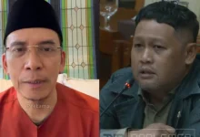 Kolase foto TGB (kiri) saat menanggapi pernyataan dari anggota DPR RI Dapil Jawa Tengah VI, Abdullah (kanan) saat RDP bersama DPR RI.