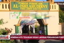 Gambar Ponpes Al-Ishlahuddiny Kediri yang dijadikan visual oleh TVOne dalam pemberitaan kasus santri terbakar di Lombok Tengah, Rabu, 15 Juli 2026.