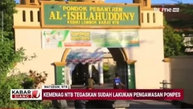 Gambar Ponpes Al-Ishlahuddiny Kediri yang dijadikan visual oleh TVOne dalam pemberitaan kasus santri terbakar di Lombok Tengah, Rabu, 15 Juli 2026.