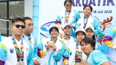Tim Cabang Olahraga Akuatik Kota Mataram yang cetak rekor baru di Porprov XII NTB 2026, Sabtu, 18 Juli, 2026.