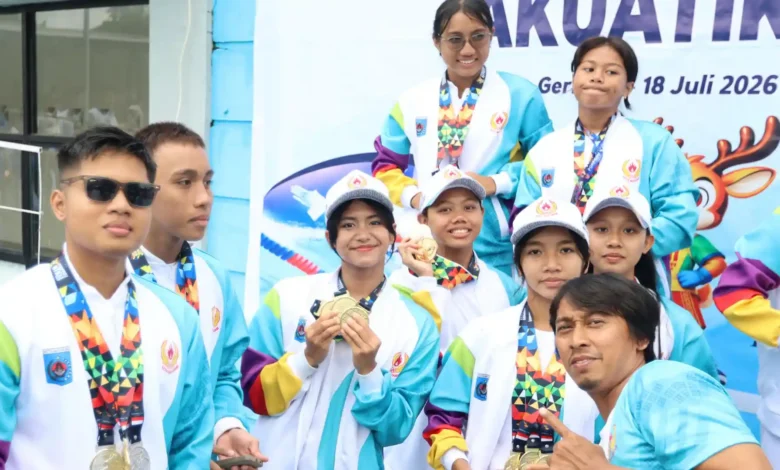 Tim Cabang Olahraga Akuatik Kota Mataram yang cetak rekor baru di Porprov XII NTB 2026, Sabtu, 18 Juli, 2026.