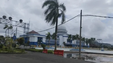 Alun-alun Giri Menang yang ada di depan Kantor Bupati Lobar saat memasuki pembangunan tahap ketiga, Februari 2026.