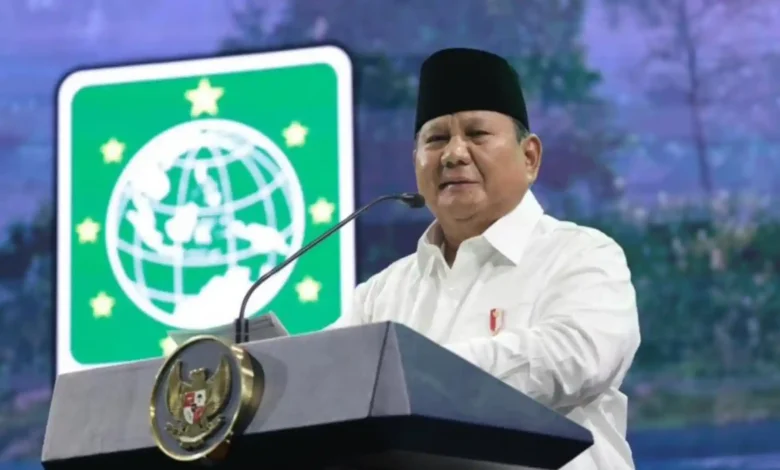 Prabowo berpidato pada puncak peringatan Hari Lahir ke-28 Partai Kebangkitan Bangsa (PKB).