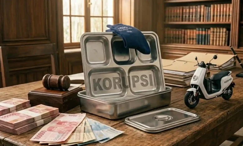 Ilustrasi beberapa barang yang berhubungan dengan kasus korupsi pada program MBG.