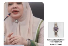 Foto Wagub NTB, Indah Dhamayanti Putri, saat menggunakan jam tangan mewah dan dibagikan melalui media sosial pada Senin, 6 Juli 2026.