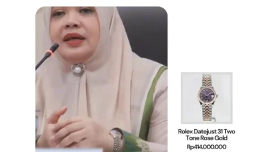 Foto Wagub NTB, Indah Dhamayanti Putri, saat menggunakan jam tangan mewah dan dibagikan melalui media sosial pada Senin, 6 Juli 2026.