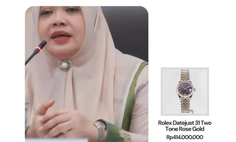 Foto Wagub NTB, Indah Dhamayanti Putri, saat menggunakan jam tangan mewah dan dibagikan melalui media sosial pada Senin, 6 Juli 2026.
