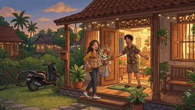 Ilustrasi wanita yang "midang" ke rumah pria dengan membawa banyak buah tangan hingga jadi perhatian Pemdes Bayan.