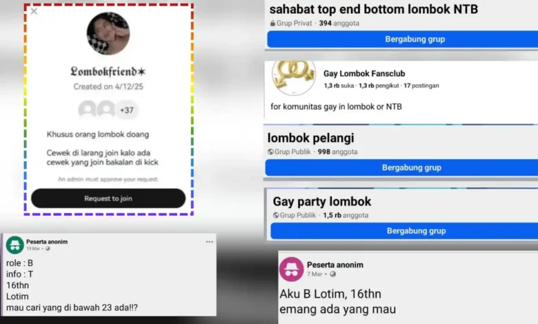Tangkapan layar grup yang diduga terkait komunitas LGBT di NTB.