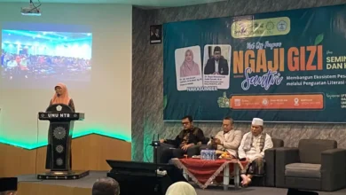 Rektor UNU NTB, Dr. H. Baiq Mulianah, M.Pd., membuka langsung program Ngaji Gizi Bareng Santri, Sabtu, 15 Agustus 2026 di Aula ATQIA UNU NTB.