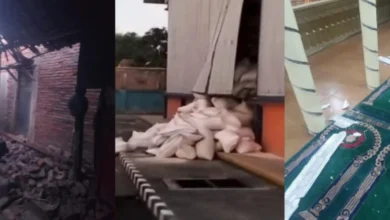 Kolase foto kerusakan sejumlah bangunan di Kota Bima usai gempa magnitudo 7,7 mengguncang NTT.