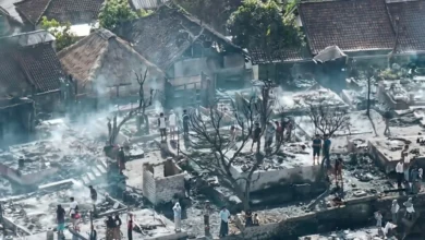 Potret Desa Sade dari tangkapan drone usai Insiden Kebakaran, Minggu, 23 Agustus 2026.