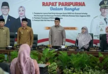 Rapat Paripurna DPRD Kota Mataram dalam rangka Penyampaian Laporan Hasil Rapat Gabungan dan APBD Perubahan 2026, Selasa, 29 September 2026.