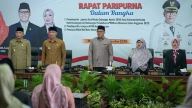 Rapat Paripurna DPRD Kota Mataram dalam rangka Penyampaian Laporan Hasil Rapat Gabungan dan APBD Perubahan 2026, Selasa, 29 September 2026.