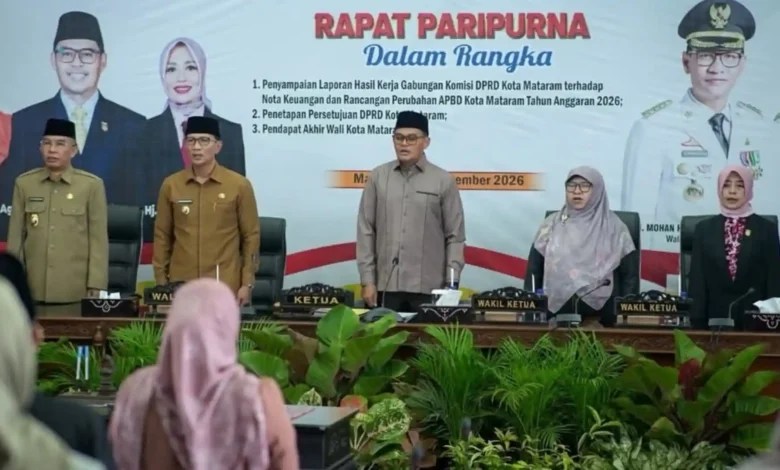 Rapat Paripurna DPRD Kota Mataram dalam rangka Penyampaian Laporan Hasil Rapat Gabungan dan APBD Perubahan 2026, Selasa, 29 September 2026.