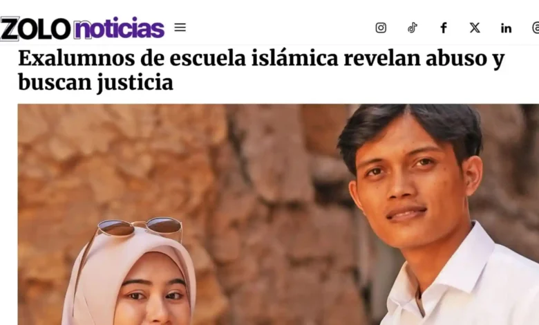 Tangkapan layar media Meksiko, ZOLO Noticias, yang menyoroti kasus dugaan pelecehan seksual terhadap santri di Lombok Tengah.